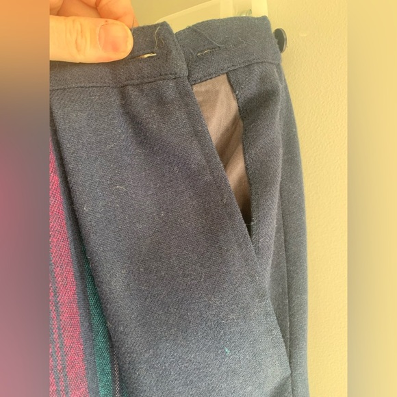 Personal Womens Vintage A Line Skirt 12 Blue Pleated Lined Pockets Preppy Maxi - Picture 7 of 12